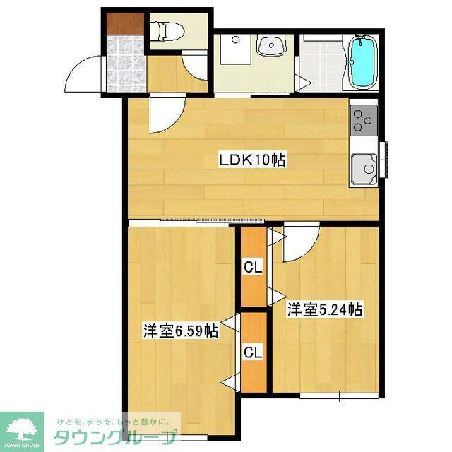 イースト2(2LDK/1階)の間取り写真