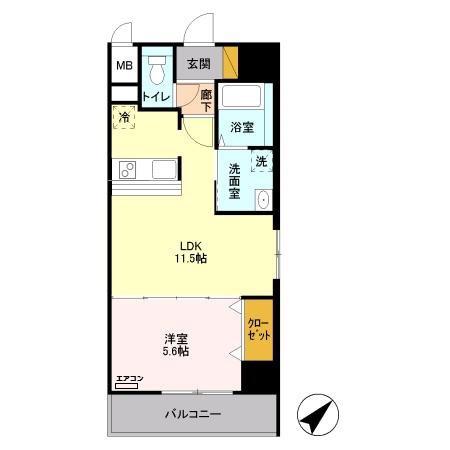 キャメロット新越谷(1LDK/3階)の間取り写真