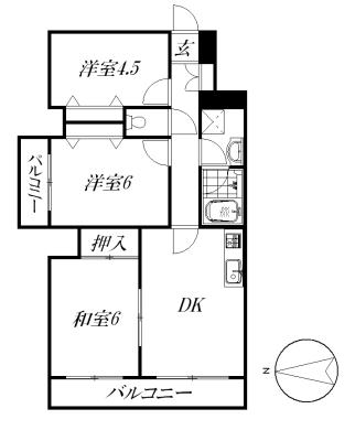 レピドール福田(3LDK/2階)の間取り写真