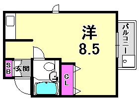 アイビーコートI(ワンルーム/2階)の間取り写真