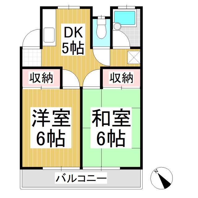 ハイツ鞍掛(2DK/2階)の間取り写真