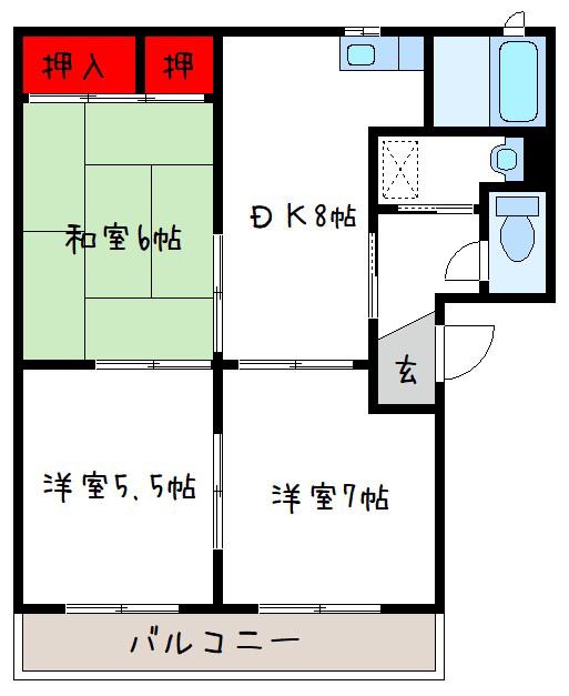 ACCENTI B棟(3DK/1階)の間取り写真