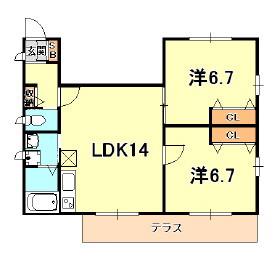 HEBEL MAISON MIO(2LDK/1階)の間取り写真