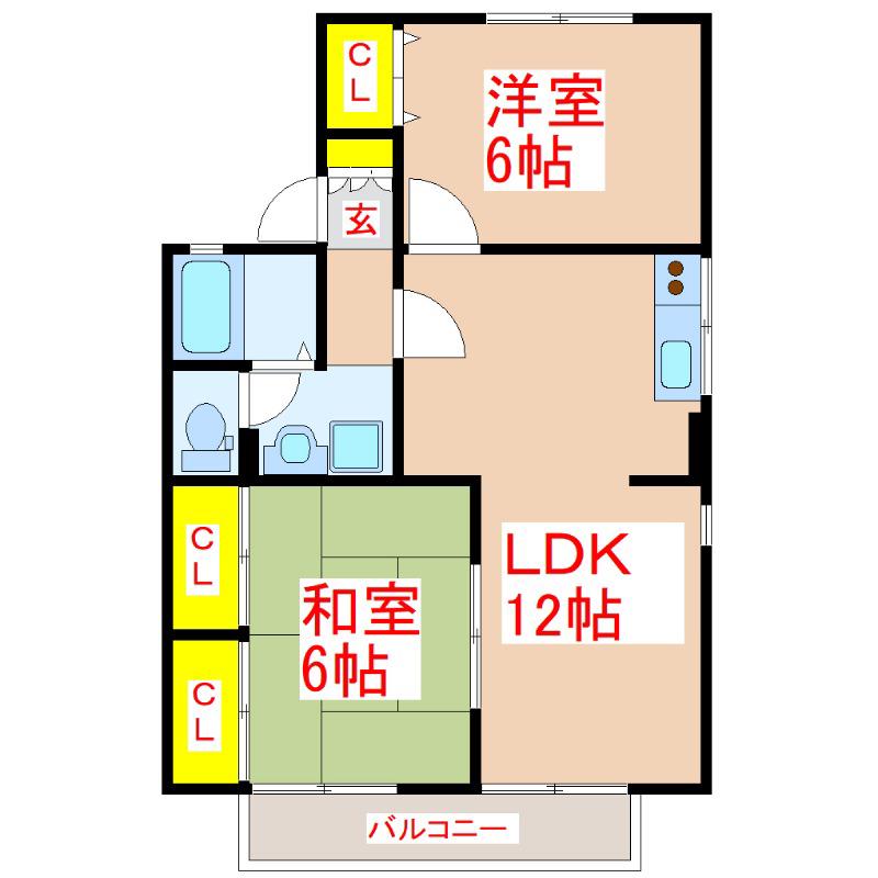 セジュールK(2LDK/2階)の間取り写真