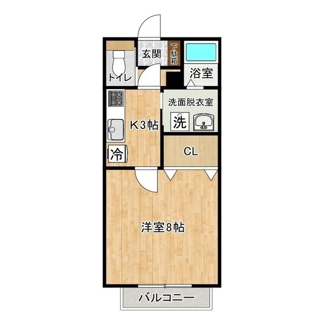 ブリオ南光台南(1K/2階)の間取り写真