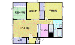 ポプリ真々地II(3LDK/2階)の間取り写真