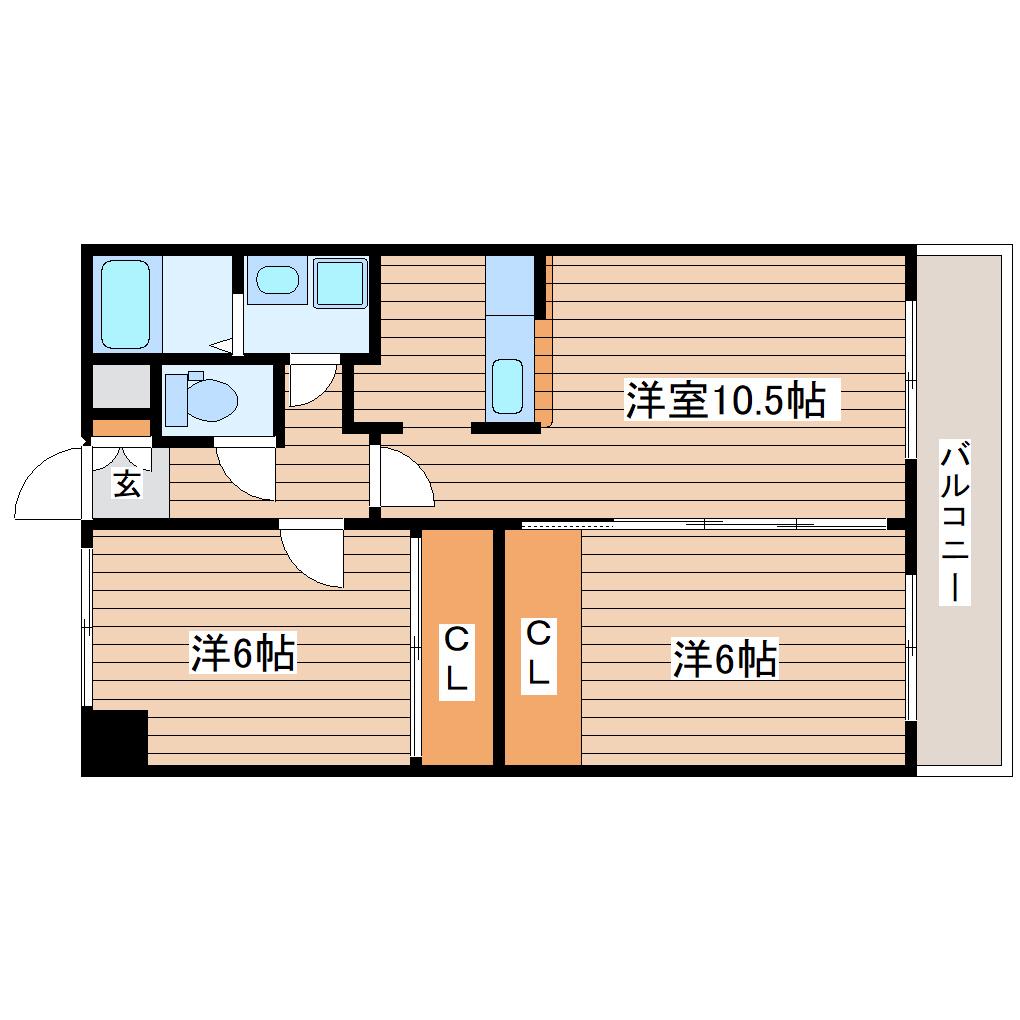 平成レジデンス二番館(2LDK/3階)の間取り写真