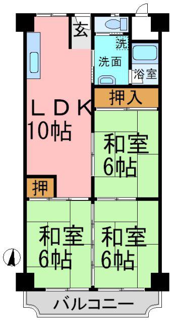 メガロコープ西宮II(3LDK/3階)の間取り写真