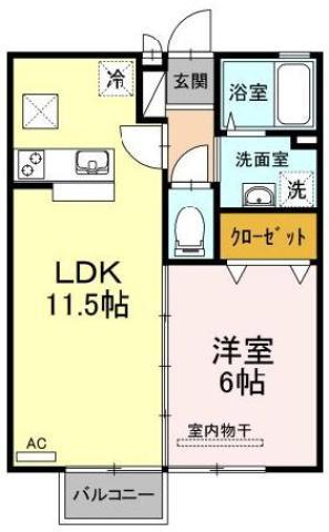 サンライズ(1LDK/1階)の間取り写真