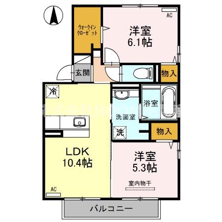 マール・ビビ(2LDK/2階)の間取り写真