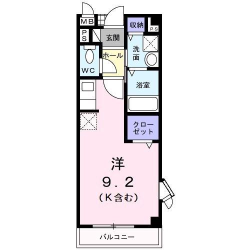 アベニ-ルハイムA(ワンルーム/2階)の間取り写真