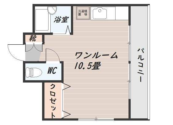 エステート加治屋(ワンルーム/3階)の間取り写真