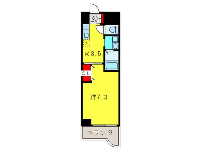 ローズコーポ本町(1K/7階)の間取り写真