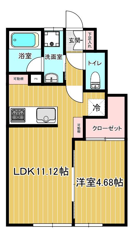 FLORAISON B(1LDK/1階)の間取り写真