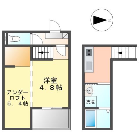 ミューズ(1SK/2階)の間取り写真