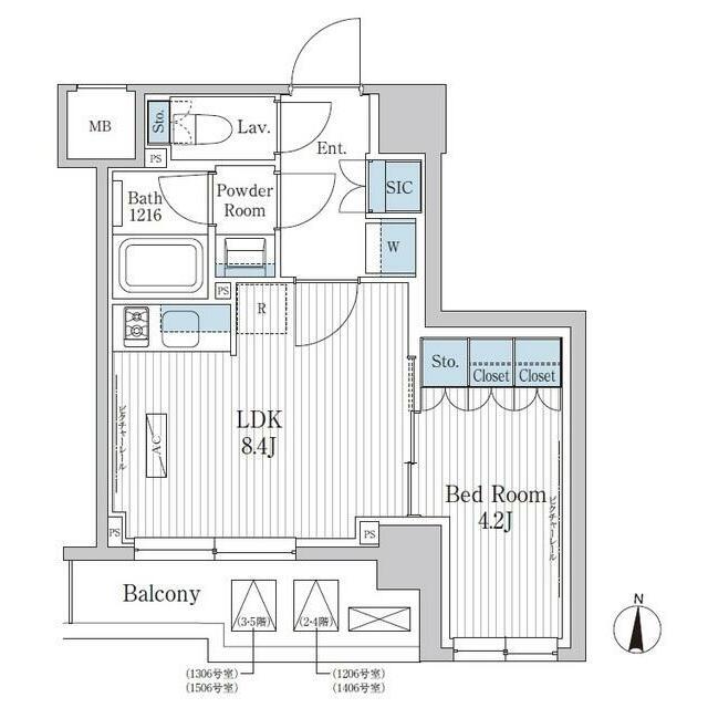 パークアクシス東陽町レジデンス 部屋番号1103(1LDK/1階)の間取り写真