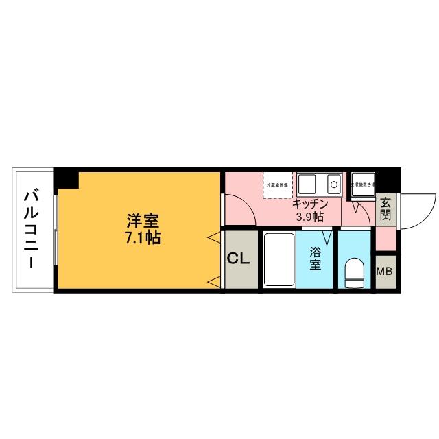 インヘリッツ田原(1K/4階)の間取り写真