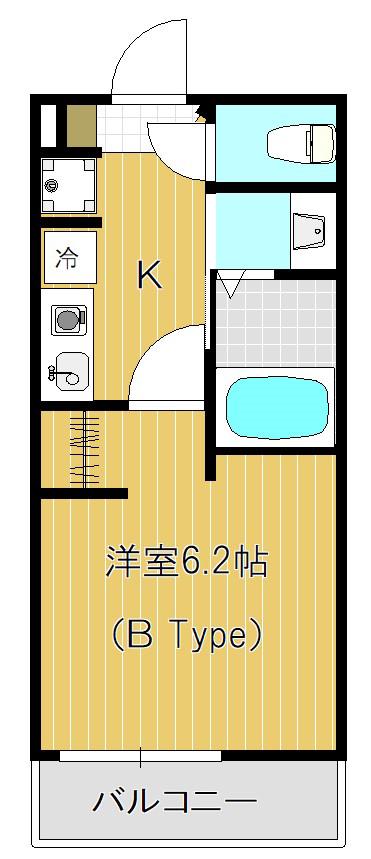 グランレイ西船橋(1K/2階)の間取り写真