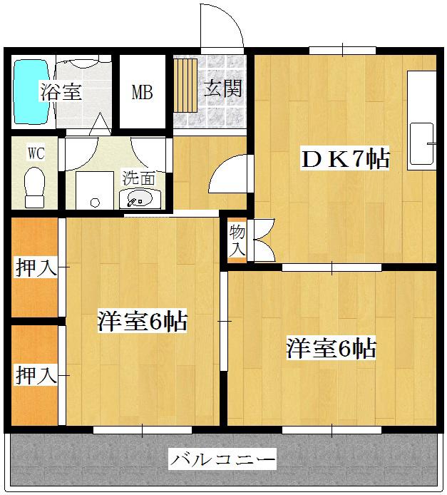 幸三マンション(2DK/4階)の間取り写真