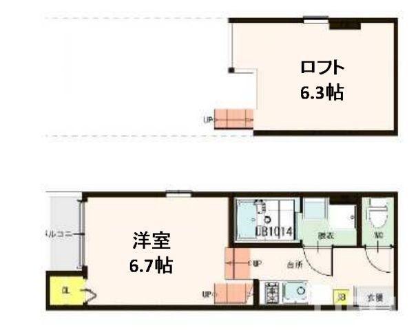 STAGE金城(1K/2階)の間取り写真