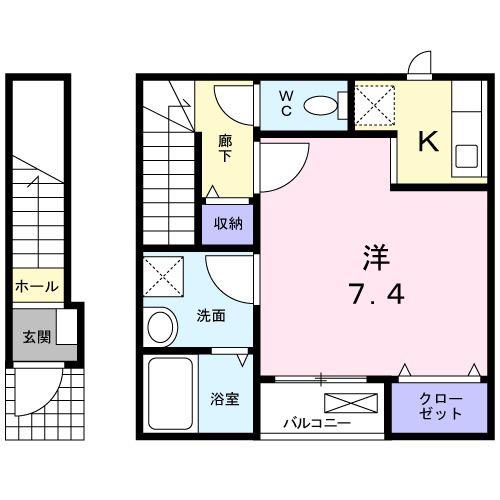 クラール常盤台(ワンルーム/2階)の間取り写真