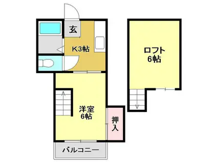 プレステージ仲田(2K/4階)の間取り写真