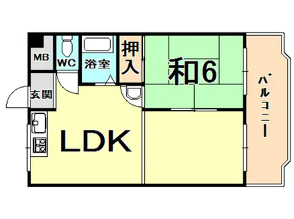 ラ・レジェール広瀬(1LDK/2階)の間取り写真