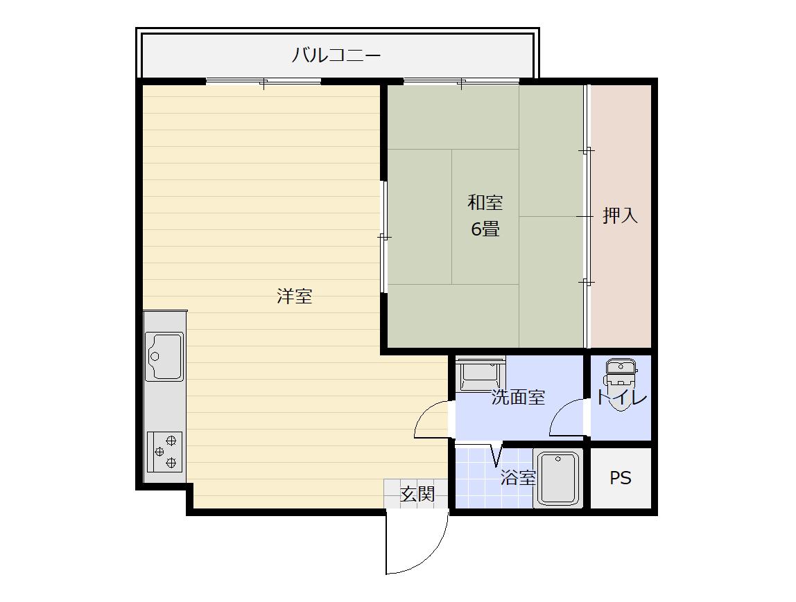 蔵元ビル(1LDK/3階)の間取り写真