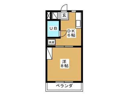 ラッセルコートB(1DK/4階)の間取り写真