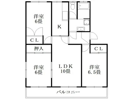 末広レインボーハイツ(4K/3階)の間取り写真
