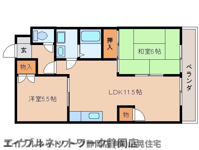 ボナールトノオカ(2LDK/3階)の間取り写真