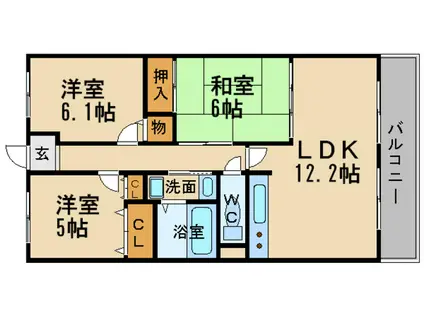 ラ・ティーダ宝塚(3LDK/2階)の間取り写真