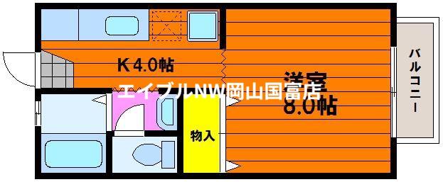アブニールつしまA棟(1K/1階)の間取り写真