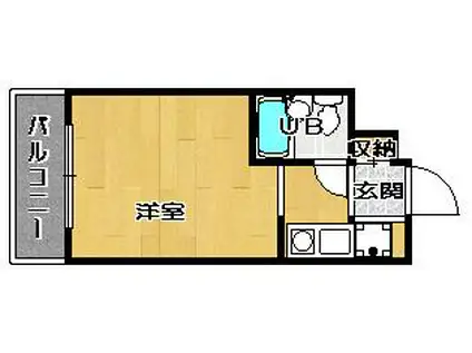ライオンズマンション三宮(ワンルーム/3階)の間取り写真