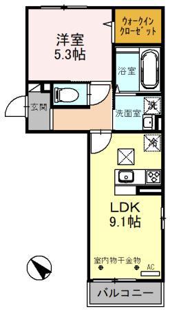 アトレ D(1LDK/1階)の間取り写真