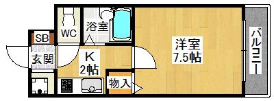 シティハウス仁川Ⅱ(1K/1階)の間取り写真