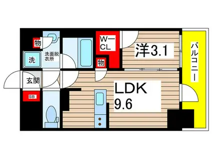 オーパスレジデンス千葉駅前(1LDK/6階)の間取り写真