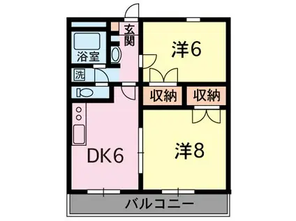 龍田壱番館(2DK/2階)の間取り写真