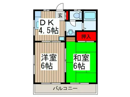 メゾンユキ(2DK/2階)の間取り写真