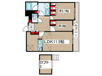 ブランシエスタ浦安(2LDK/7階)の間取り写真