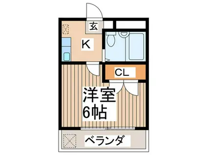 シャインハイム草加新田II(1K/1階)の間取り写真