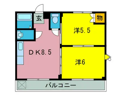 奥野マンション(2DK/3階)の間取り写真