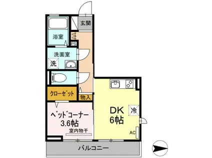 ヴィグノーブル上石神井(1DK/2階)の間取り写真
