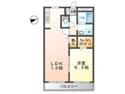 ＪＲ山陽本線 新山口駅 徒歩12分 5階建 築20年(1LDK/3階)の間取り写真