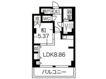 レジデンスカープ札幌(1LDK/17階)の間取り写真