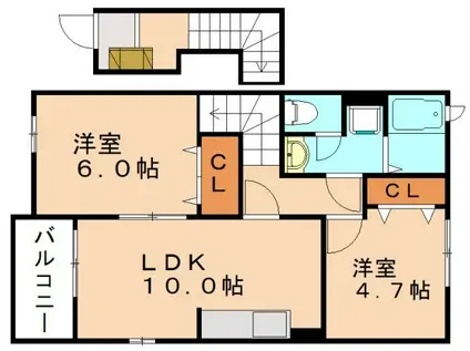 サニーフォーリスト(2LDK/2階)の間取り写真