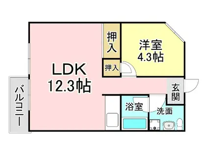 MOON中原東B(1LDK/4階)の間取り写真