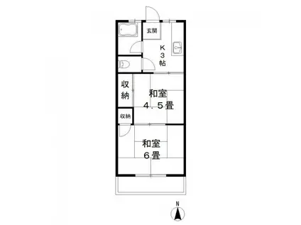 第1小野田ハイツ 1号棟 2階(2K/2階)の間取り写真