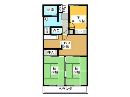 サニーハイツ花みずき(3LDK/4階)の間取り写真