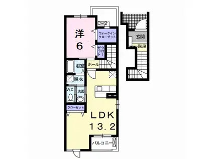 エトワールM II棟(1LDK/2階)の間取り写真